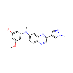 COc1cc(OC)cc(N(C)c2ccc3ncc(-c4cnn(C)c4)nc3c2)c1 ZINC000204154592