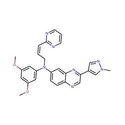 COc1cc(OC)cc(N(C/C=C\c2ncccn2)c2ccc3ncc(-c4cnn(C)c4)nc3c2)c1 ZINC000204161866