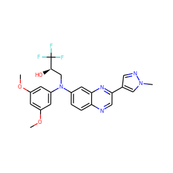 COc1cc(OC)cc(N(C[C@@H](O)C(F)(F)F)c2ccc3ncc(-c4cnn(C)c4)nc3c2)c1 ZINC000149548741