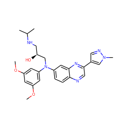 COc1cc(OC)cc(N(C[C@@H](O)CNC(C)C)c2ccc3ncc(-c4cnn(C)c4)nc3c2)c1 ZINC000139690352