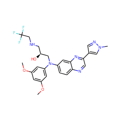 COc1cc(OC)cc(N(C[C@@H](O)CNCC(F)(F)F)c2ccc3ncc(-c4cnn(C)c4)nc3c2)c1 ZINC000139781369