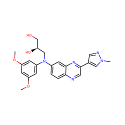 COc1cc(OC)cc(N(C[C@@H](O)CO)c2ccc3ncc(-c4cnn(C)c4)nc3c2)c1 ZINC000204146883