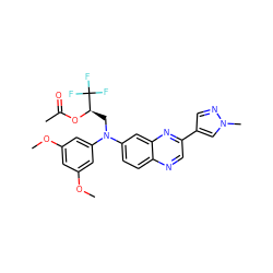 COc1cc(OC)cc(N(C[C@@H](OC(C)=O)C(F)(F)F)c2ccc3ncc(-c4cnn(C)c4)nc3c2)c1 ZINC000204168185