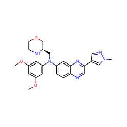 COc1cc(OC)cc(N(C[C@@H]2COCCN2)c2ccc3ncc(-c4cnn(C)c4)nc3c2)c1 ZINC000204151232
