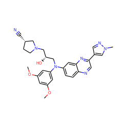 COc1cc(OC)cc(N(C[C@H](O)CN2CC[C@H](C#N)C2)c2ccc3ncc(-c4cnn(C)c4)nc3c2)c1 ZINC000219346601