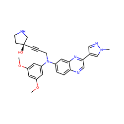 COc1cc(OC)cc(N(CC#C[C@]2(O)CCNC2)c2ccc3ncc(-c4cnn(C)c4)nc3c2)c1 ZINC000204172311
