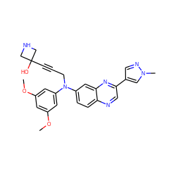 COc1cc(OC)cc(N(CC#CC2(O)CNC2)c2ccc3ncc(-c4cnn(C)c4)nc3c2)c1 ZINC000204167692