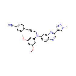 COc1cc(OC)cc(N(CC#Cc2ccc(C#N)cc2)c2ccc3ncc(-c4cnn(C)c4)nc3c2)c1 ZINC000219365625