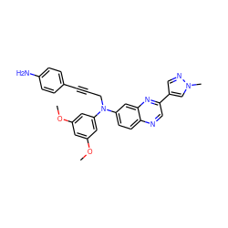COc1cc(OC)cc(N(CC#Cc2ccc(N)cc2)c2ccc3ncc(-c4cnn(C)c4)nc3c2)c1 ZINC000204161331