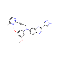 COc1cc(OC)cc(N(CC#Cc2nccc(C)n2)c2ccc3ncc(-c4cnn(C)c4)nc3c2)c1 ZINC000204169082