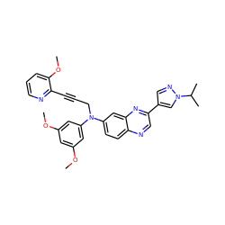 COc1cc(OC)cc(N(CC#Cc2ncccc2OC)c2ccc3ncc(-c4cnn(C(C)C)c4)nc3c2)c1 ZINC000219380655