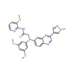 COc1cc(OC)cc(N(CC(=O)Nc2ncccc2OC)c2ccc3ncc(-c4cnn(C)c4)nc3c2)c1 ZINC000204160823