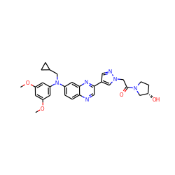 COc1cc(OC)cc(N(CC2CC2)c2ccc3ncc(-c4cnn(CC(=O)N5CC[C@H](O)C5)c4)nc3c2)c1 ZINC000204169460