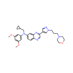 COc1cc(OC)cc(N(CC2CC2)c2ccc3ncc(-c4cnn(CCCN5CCOCC5)c4)nc3c2)c1 ZINC000219339293