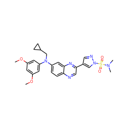 COc1cc(OC)cc(N(CC2CC2)c2ccc3ncc(-c4cnn(S(=O)(=O)N(C)C)c4)nc3c2)c1 ZINC000204146025