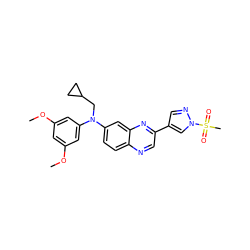 COc1cc(OC)cc(N(CC2CC2)c2ccc3ncc(-c4cnn(S(C)(=O)=O)c4)nc3c2)c1 ZINC000204170760