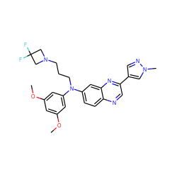 COc1cc(OC)cc(N(CCCN2CC(F)(F)C2)c2ccc3ncc(-c4cnn(C)c4)nc3c2)c1 ZINC000204158870