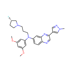 COc1cc(OC)cc(N(CCCN2CC[C@H](F)C2)c2ccc3ncc(-c4cnn(C)c4)nc3c2)c1 ZINC000204146133