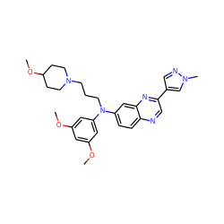 COc1cc(OC)cc(N(CCCN2CCC(OC)CC2)c2ccc3ncc(-c4cnn(C)c4)nc3c2)c1 ZINC001772648347
