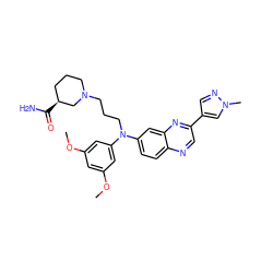 COc1cc(OC)cc(N(CCCN2CCC[C@H](C(N)=O)C2)c2ccc3ncc(-c4cnn(C)c4)nc3c2)c1 ZINC000219366047