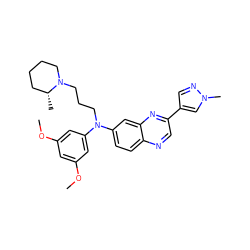 COc1cc(OC)cc(N(CCCN2CCCC[C@H]2C)c2ccc3ncc(-c4cnn(C)c4)nc3c2)c1 ZINC000204159354