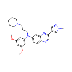 COc1cc(OC)cc(N(CCCN2CCCCC2)c2ccc3ncc(-c4cnn(C)c4)nc3c2)c1 ZINC000204158703
