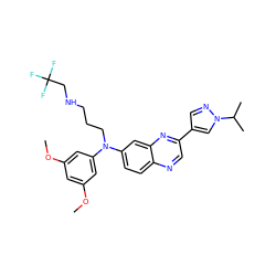 COc1cc(OC)cc(N(CCCNCC(F)(F)F)c2ccc3ncc(-c4cnn(C(C)C)c4)nc3c2)c1 ZINC000169033639