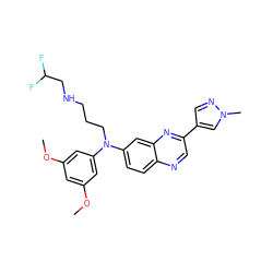 COc1cc(OC)cc(N(CCCNCC(F)F)c2ccc3ncc(-c4cnn(C)c4)nc3c2)c1 ZINC000222885909