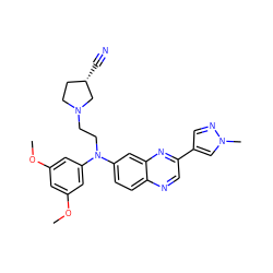 COc1cc(OC)cc(N(CCN2CC[C@H](C#N)C2)c2ccc3ncc(-c4cnn(C)c4)nc3c2)c1 ZINC000169090583