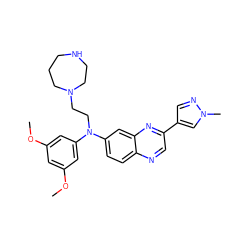COc1cc(OC)cc(N(CCN2CCCNCC2)c2ccc3ncc(-c4cnn(C)c4)nc3c2)c1 ZINC000204149392