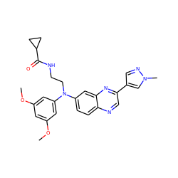 COc1cc(OC)cc(N(CCNC(=O)C2CC2)c2ccc3ncc(-c4cnn(C)c4)nc3c2)c1 ZINC000204150961