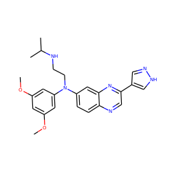 COc1cc(OC)cc(N(CCNC(C)C)c2ccc3ncc(-c4cn[nH]c4)nc3c2)c1 ZINC000139782464