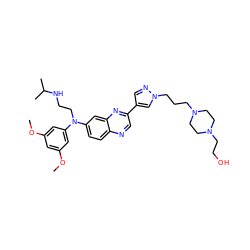 COc1cc(OC)cc(N(CCNC(C)C)c2ccc3ncc(-c4cnn(CCCN5CCN(CCO)CC5)c4)nc3c2)c1 ZINC000219339100