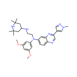COc1cc(OC)cc(N(CCNC2CC(C)(C)NC(C)(C)C2)c2ccc3ncc(-c4cnn(C)c4)nc3c2)c1 ZINC000204147765