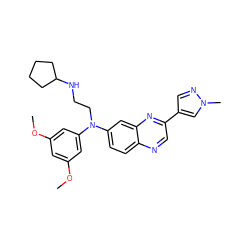 COc1cc(OC)cc(N(CCNC2CCCC2)c2ccc3ncc(-c4cnn(C)c4)nc3c2)c1 ZINC000204171907