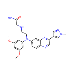 COc1cc(OC)cc(N(CCNCC(N)=O)c2ccc3ncc(-c4cnn(C)c4)nc3c2)c1 ZINC000204160512