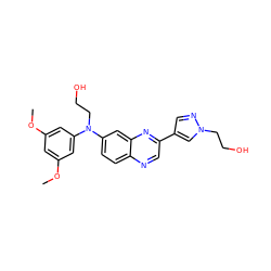COc1cc(OC)cc(N(CCO)c2ccc3ncc(-c4cnn(CCO)c4)nc3c2)c1 ZINC000204147129