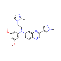 COc1cc(OC)cc(N(CCn2ccnc2C)c2ccc3ncc(-c4cnn(C)c4)nc3c2)c1 ZINC000204172158