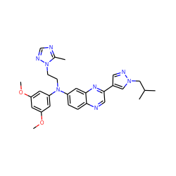 COc1cc(OC)cc(N(CCn2ncnc2C)c2ccc3ncc(-c4cnn(CC(C)C)c4)nc3c2)c1 ZINC000219379412