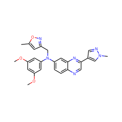 COc1cc(OC)cc(N(Cc2cc(C)on2)c2ccc3ncc(-c4cnn(C)c4)nc3c2)c1 ZINC000219342089