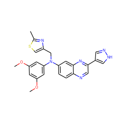 COc1cc(OC)cc(N(Cc2csc(C)n2)c2ccc3ncc(-c4cn[nH]c4)nc3c2)c1 ZINC000219356253