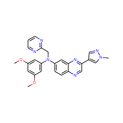 COc1cc(OC)cc(N(Cc2ncccn2)c2ccc3ncc(-c4cnn(C)c4)nc3c2)c1 ZINC000204154092