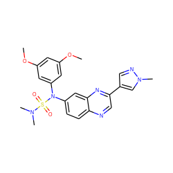 COc1cc(OC)cc(N(c2ccc3ncc(-c4cnn(C)c4)nc3c2)S(=O)(=O)N(C)C)c1 ZINC000204160842