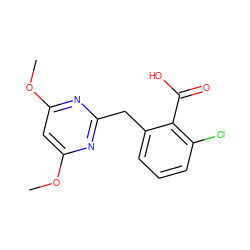 COc1cc(OC)nc(Cc2cccc(Cl)c2C(=O)O)n1 ZINC000076914464