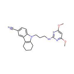 COc1cc(OC)nc(NCCCn2c3c(c4cc(C#N)ccc42)CCCC3)n1 ZINC000095575312