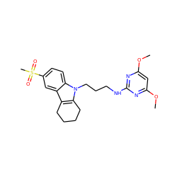 COc1cc(OC)nc(NCCCn2c3c(c4cc(S(C)(=O)=O)ccc42)CCCC3)n1 ZINC000095579642