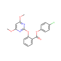 COc1cc(OC)nc(Oc2ccccc2C(=O)Oc2ccc(Cl)cc2)n1 ZINC000000684959