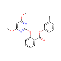 COc1cc(OC)nc(Oc2ccccc2C(=O)Oc2cccc(C)c2)n1 ZINC000000684958