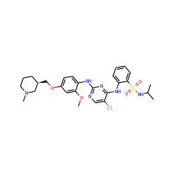 COc1cc(OC[C@@H]2CCCN(C)C2)ccc1Nc1ncc(Cl)c(Nc2ccccc2S(=O)(=O)NC(C)C)n1 ZINC000049722905