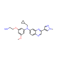 COc1cc(OCCN)cc(N(CC2CC2)c2ccc3ncc(-c4cnn(C)c4)nc3c2)c1 ZINC000204169733